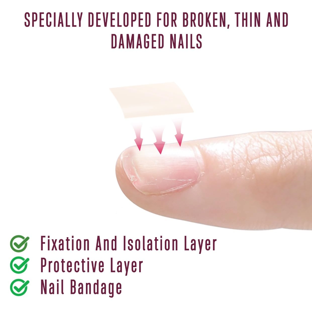 Nail Repair Sheet works for Fixation & isolation layer for Broken Nails, Protective layer for Acrylic, Nail bandage for Nail Recovery, Invisible Instant and Easy to use 5 pcs