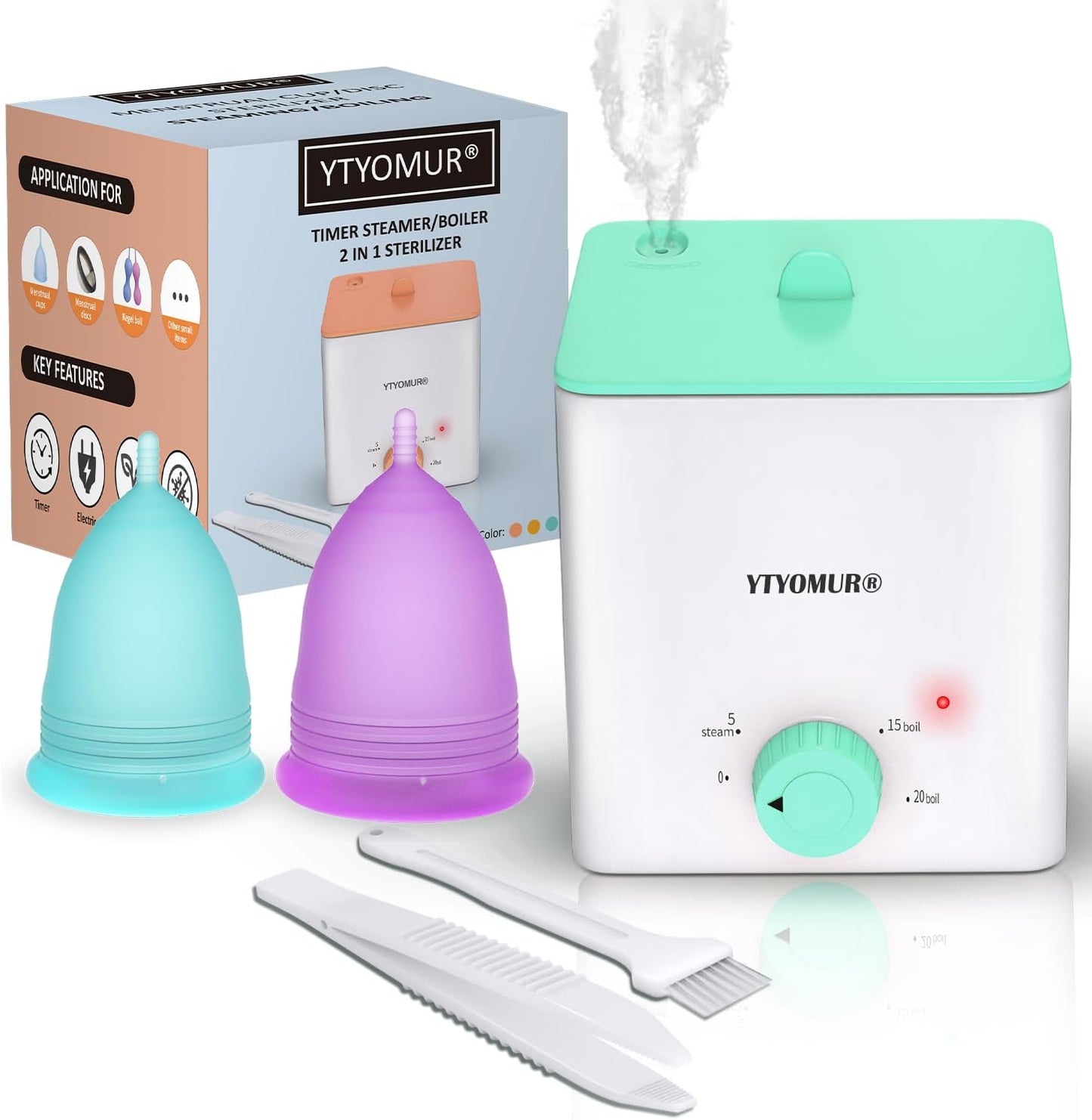Menstrual Cups with Sterilizer, 2 Reusable Period Cups for Women, Tampon and Pad Alternative, Feminine Cup with Cleaner Set