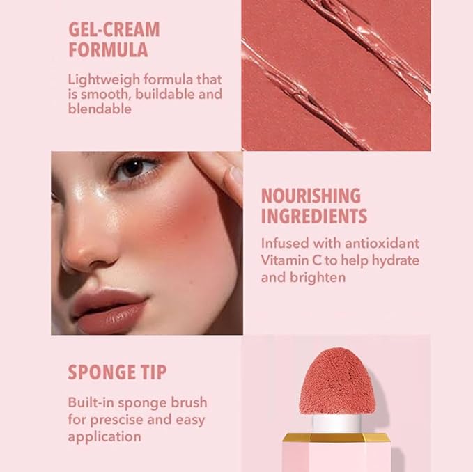 Liquid Blush Makeup, Cream Blush for Cheeks, Waterproof Long Lasting Blush Face Makeup Multi-Use Blush Beauty Wand for Cheeks & Lip Tint Natural Cream Blusher Makeup for All Skin Tones(#06 True Love)