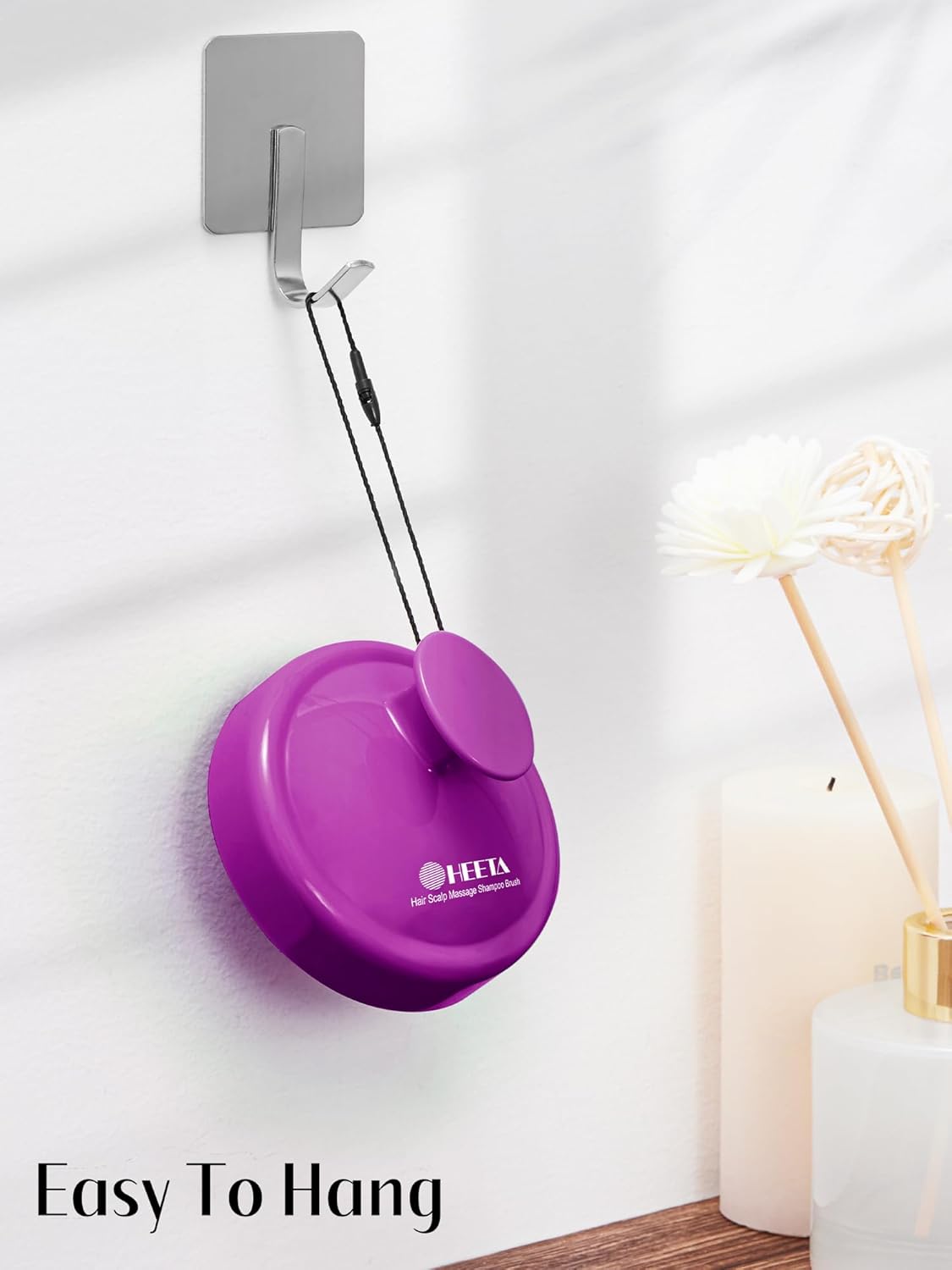 HEETA Hair Scalp Massager for Hair Growth, Shampoo Brush, Scalp Scrubber Exfoliator with Soft Silicone Bristles for Dandruff Removal to Relieve Stress, Wet Dry Use, Purple