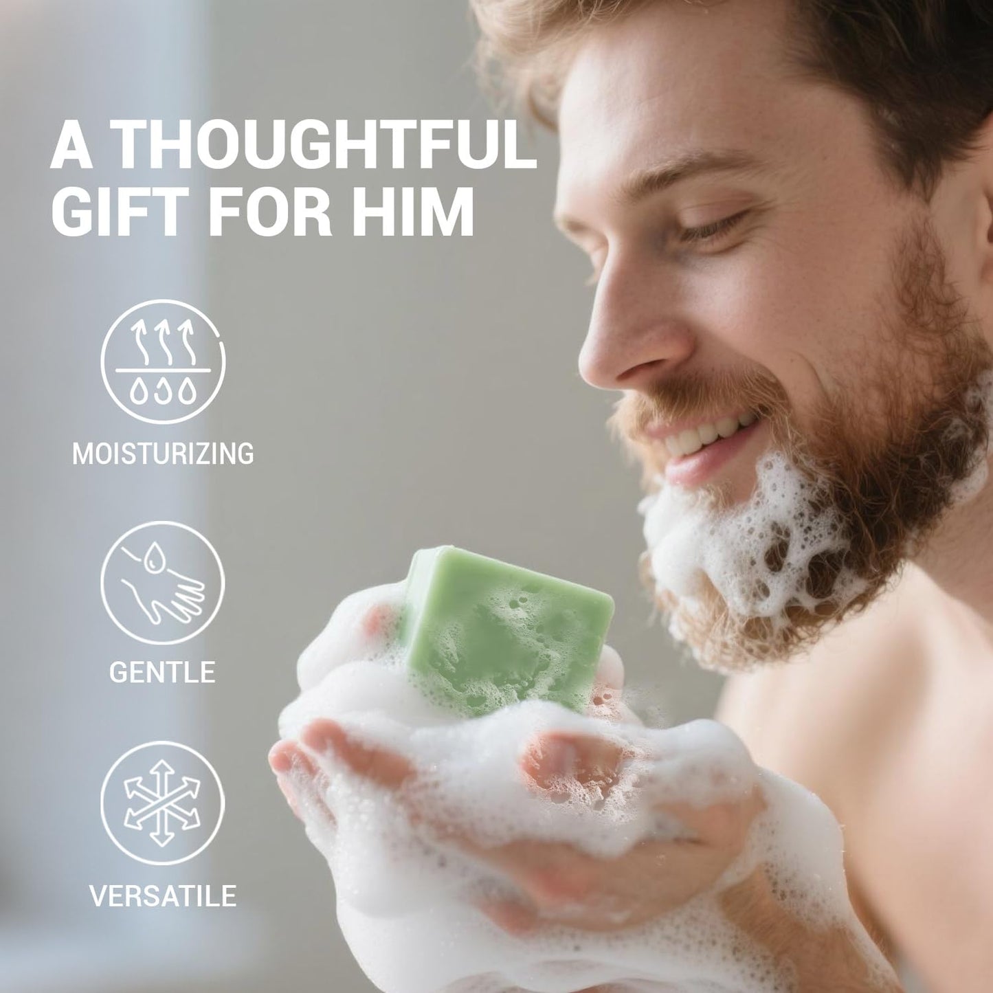 Rinse & Robust Mens Tea Tree Oil Soap Bar Set, 4Pcs Natural Handmade Tea Tree Soap with Shea Butter, Moisturizing & Exfoliating Bar Soap for Face Body Hands | 5.3 oz of 4 Bars