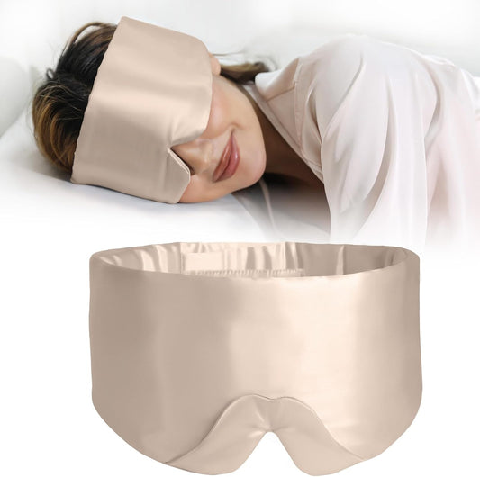 ZIMASILK 100% 22 Momme Mulberry Silk Sleep Mask - Full Silk Filled, Ultra-Soft & Breathable, Face-Hugging Blackout Eye Cover for Sleeping (Taupe)