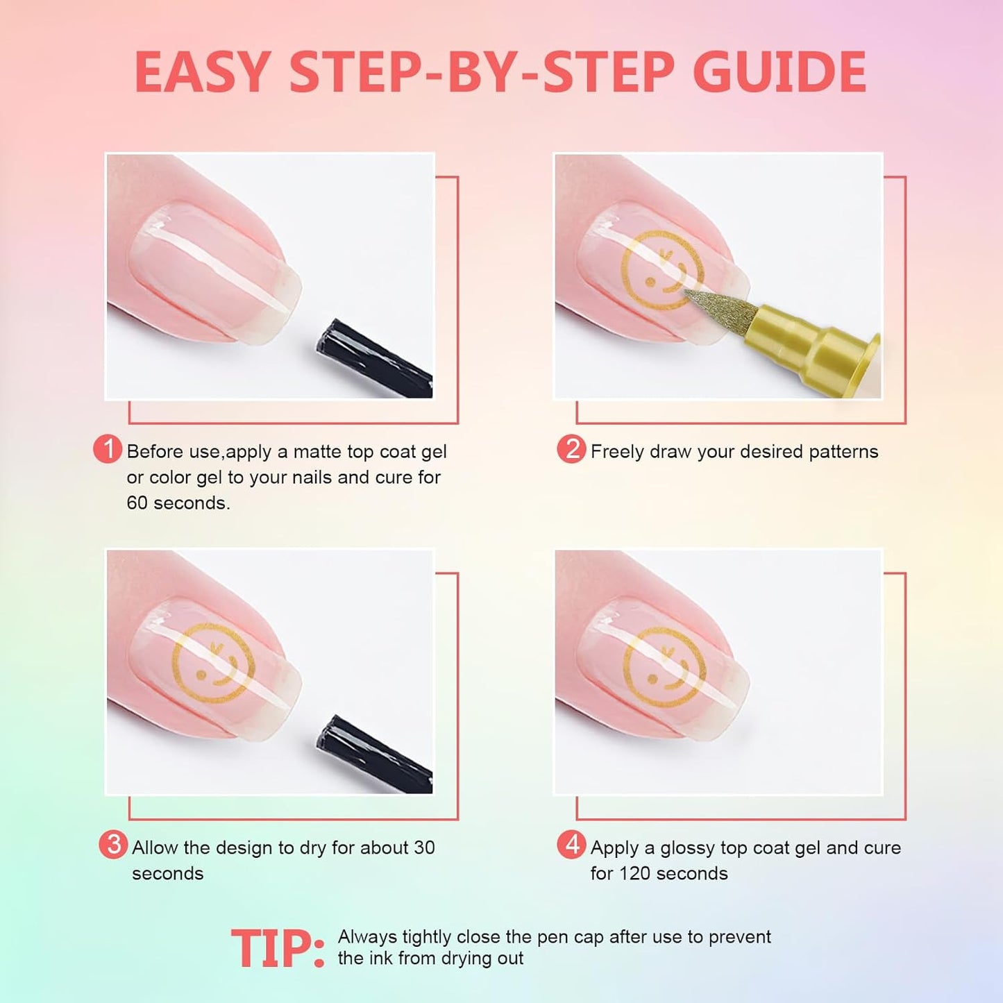 36 Colors Nail Art Pens Set, 3D Nail Polish Pens Quick-Drying Acrylic Paint Markers,For Nail Art Drawing Painting Nail Point Dotting Liner Pen, Nail Design Kit Manicure Tools Home & Salon DIY