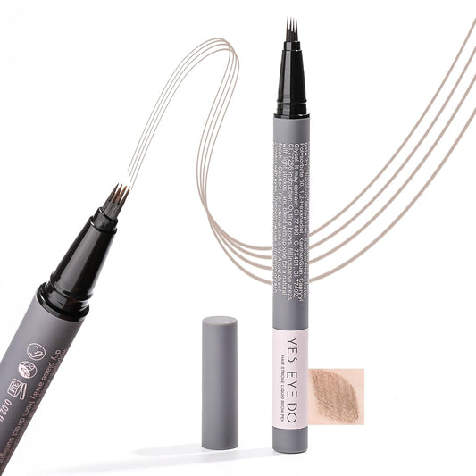 Light Gray Eyebrow Pencil for Older Women, Grey Eyebrow Pencil for Women with 4-Prong Precision Tip, Microblading Eyebrow Pen Create Natural, Hair-Like Strokes YES.EYE DO (Grey Mist-Light Gray)