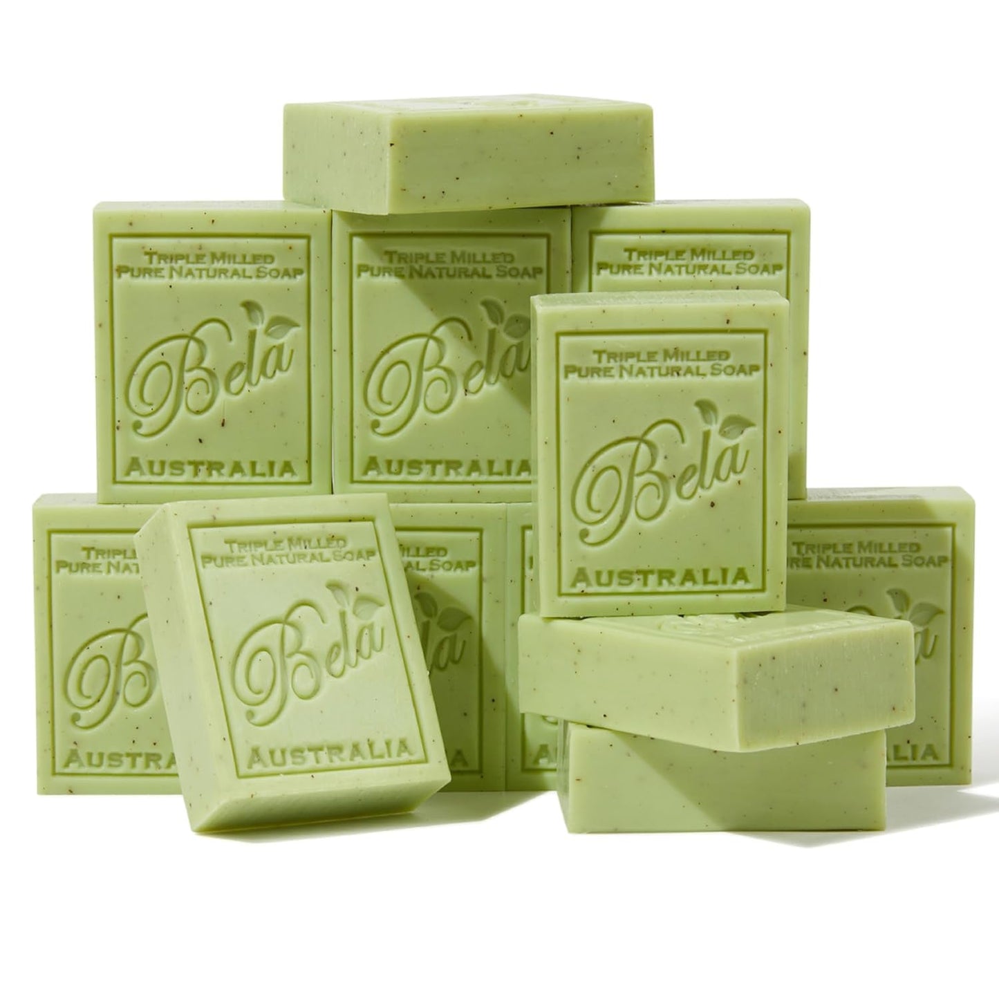 BELA Eucalyptus with Lemon Soap 3.3 oz Pack of 12, Long Lasting Triple Milled French Soap Enriched with Organic Shea Butter, Rich Creamy Lather, Made in Australia