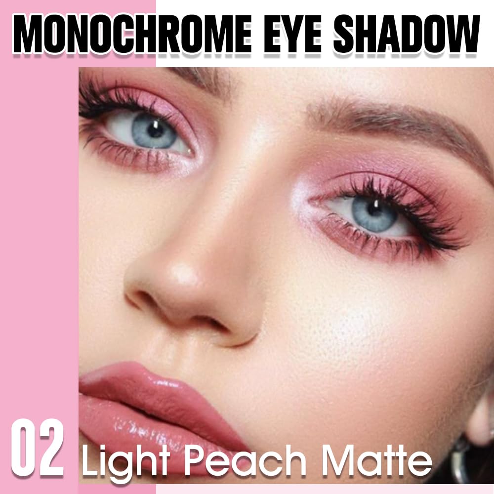 Light Peach Matte Eyeshadow Palette for Women, Single Monochrome Eye Shadow Makeup, Shiny Pressed Powder, Blendable Natural sombras para ojos, Holographic,Vegan,Travel -2