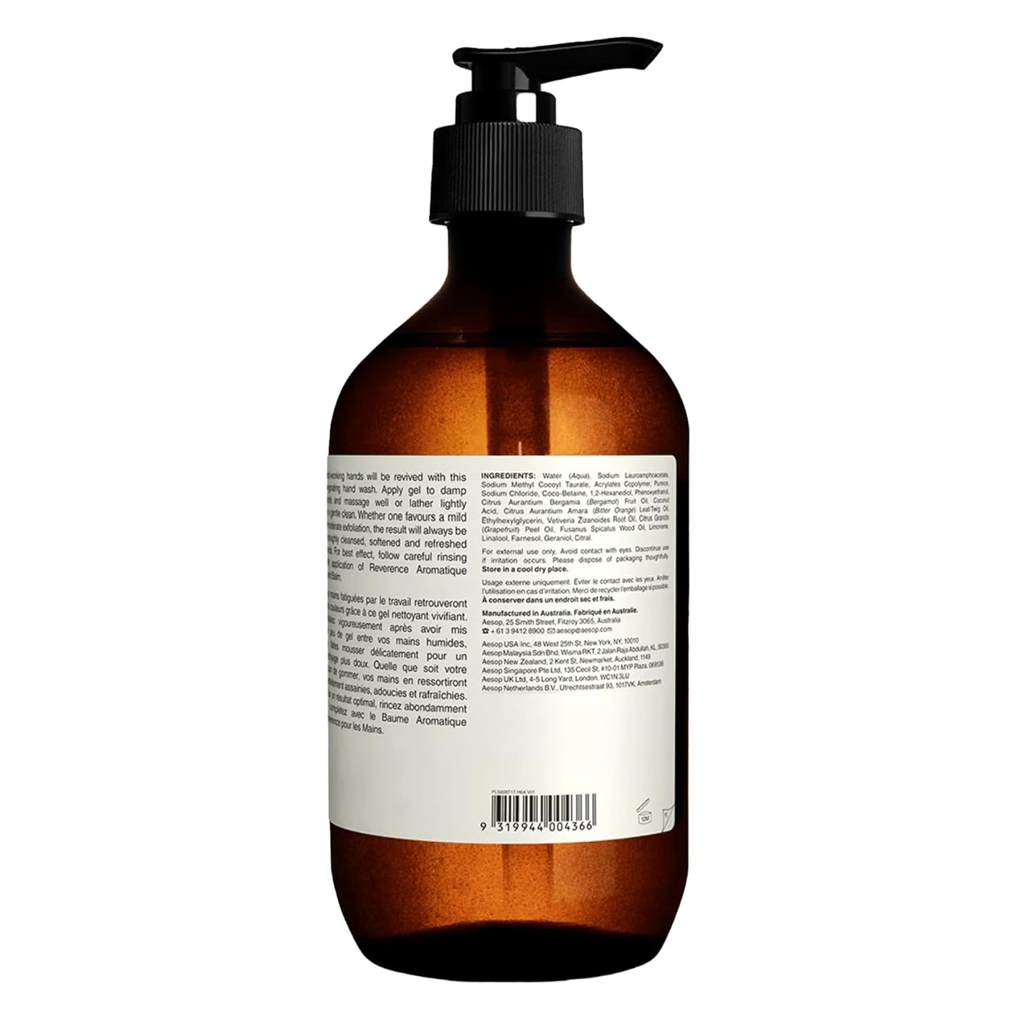 Aesop Reverence Aromatique Hand Wash | Gentle Exfoliating Hand Wash with Finely Milled Pumice | 500mL / 16.9 oz (Pack of 3)
