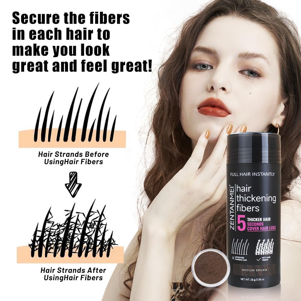 Hair Fibers for Thinning Hair for Women All-Natural Hair Building Fibers 0.98 Oz Hair Volume Powder Bald Spot Cover Up for Men & Women (Medium Blonde)