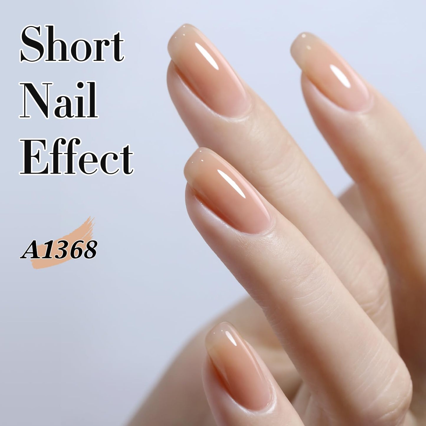 Double Rhythm 0.5Oz Translucent Gel Polish Sheer Neutral Natural Light Milky Same Color Same Bottle 15ML Jelly Art DIY at Home (Neutral Nude Pink-A1368)