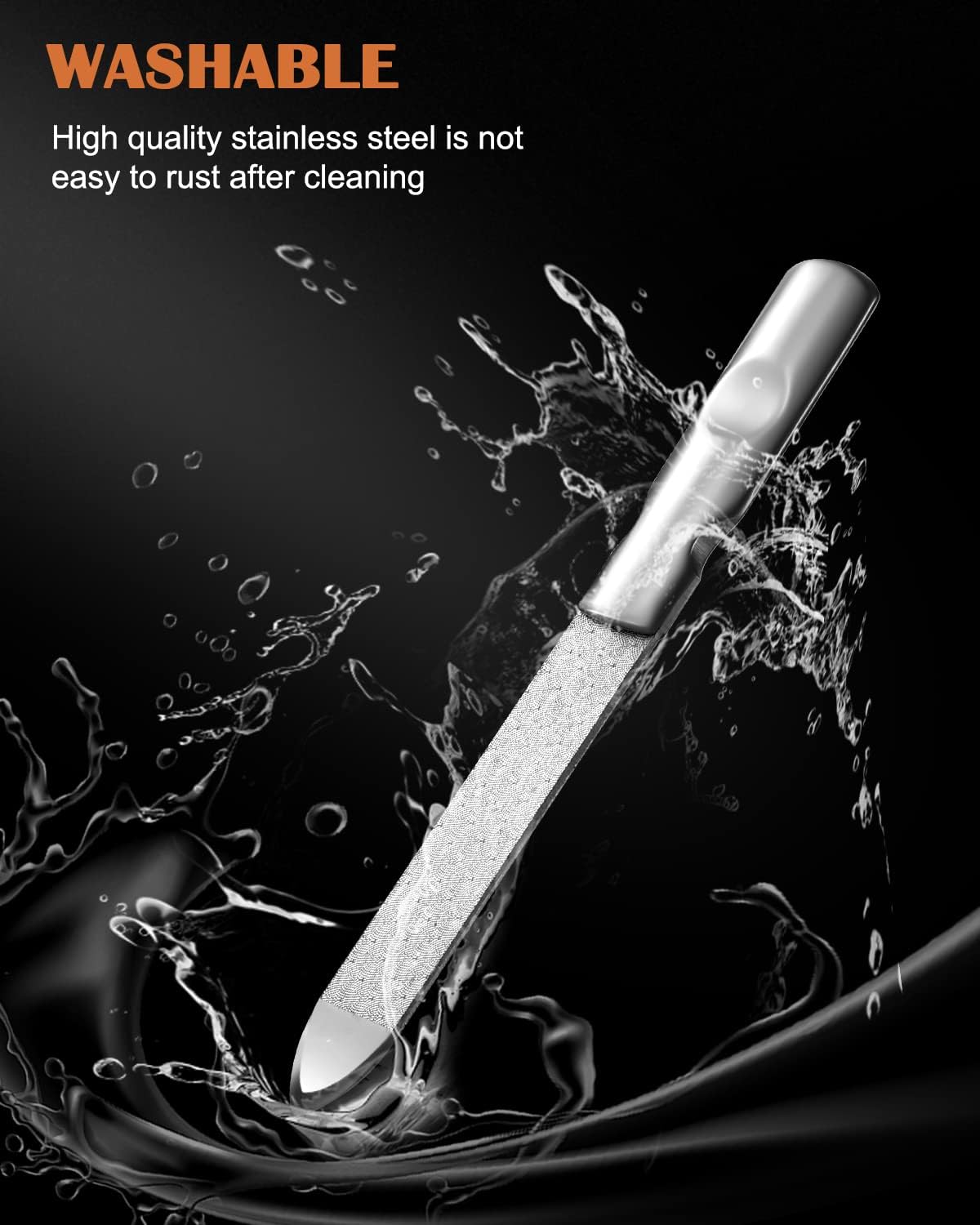 FVION Professional Metal Nail Files - 2 PCS, Double-Sided, Stainless Steel, Coarse & Fine Grit, Manicure & Pedicure Tool Set