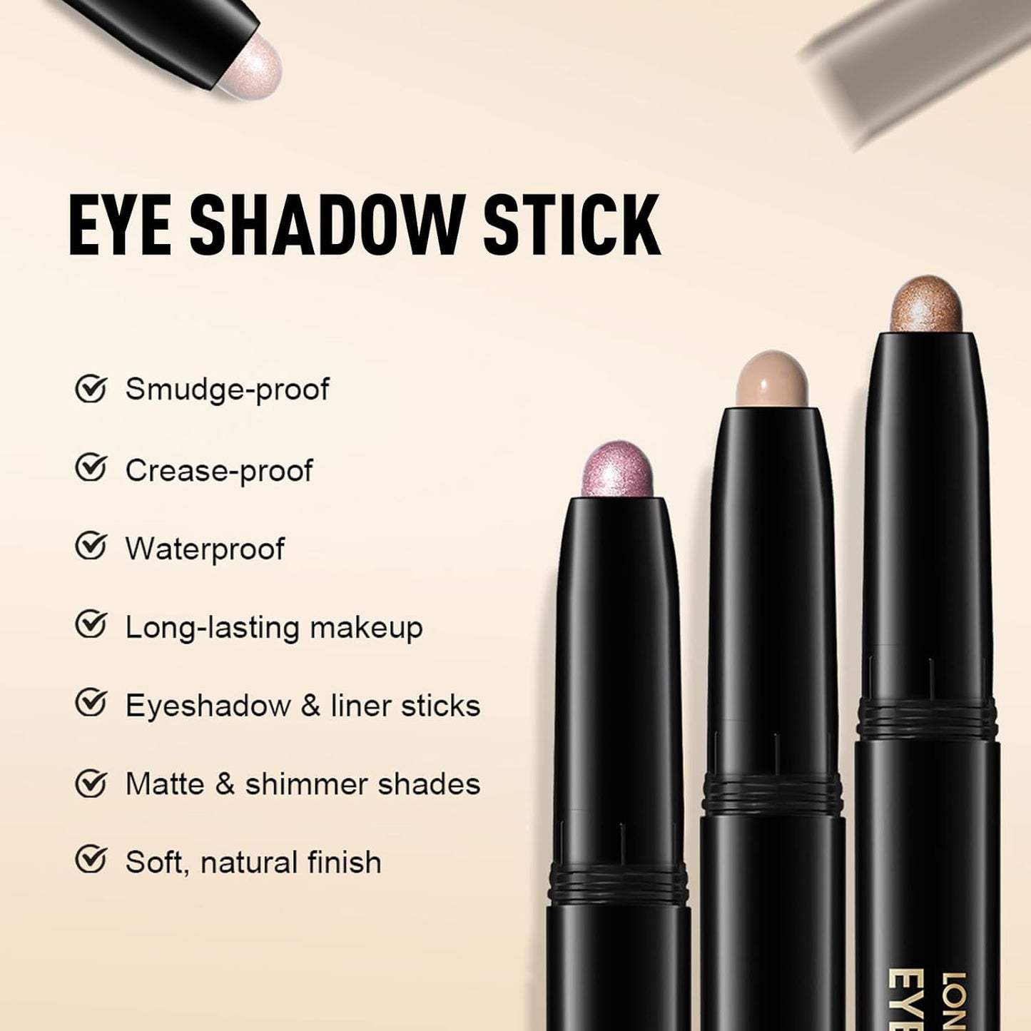 Eyeshadow Stick Waterproof Cream Eye Shadow Pencil Long-Lasting Crease-Proof Shimmer Glitter Eyeshadow Crayon Smooth High Pigmented Highlighter Neutral Eye Shadow Liner Makeup, 1 CARAMEL