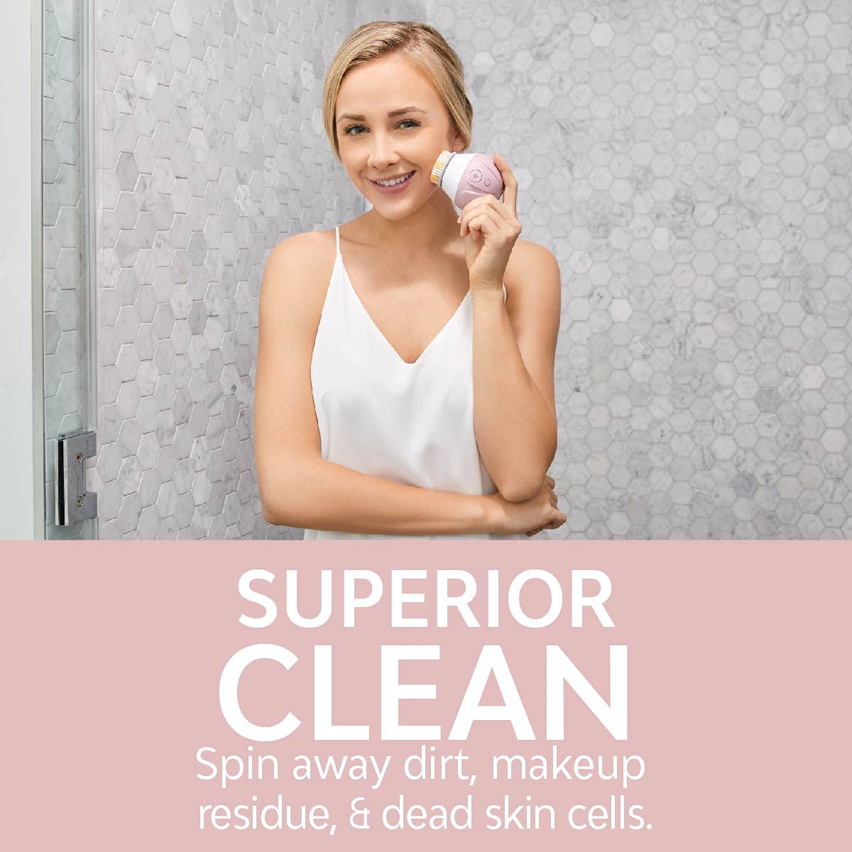 TAO Clean Ona Diamond Orbital Facial Brush and Cleansing Station – Suave Mauve – Electric Face Cleansing Brush with Ergonomic Handle, Dual Speed Settings