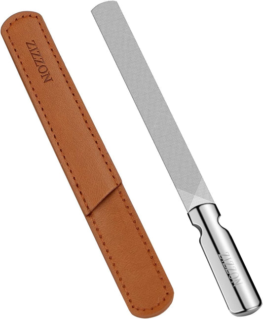 ZIZZON Professional Stainless Steel Nail Files Double Sided for Women and Men, Heavy Duty Reusable Manicure Filer for Natural Nails, Great for Home Salon or Travel Use