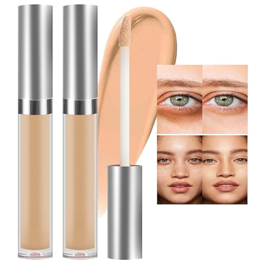 Kaely 2Pcs Hydrating Concealer Wand,Full Coverage Liquid under Eye Concealer,Long Lasting Waterproof Primer Makeup for Dark Circles and Puffiness Trouble Spots Redness,Eye Ring corrector de ojeras 04