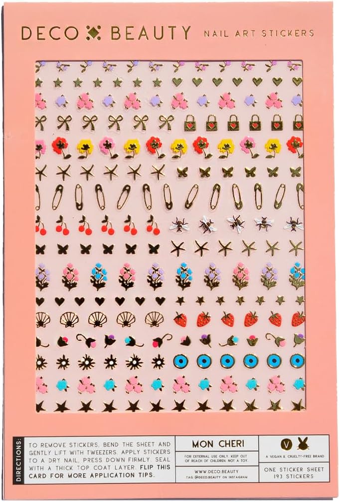 Mon Cheri Nail Stickers - Lightweight & Easy-to-Apply Nail Art with Cute & Trendy Designs - Durable & Long-Lasting Nail Stickers for Women, Ideal for DIY Manicures