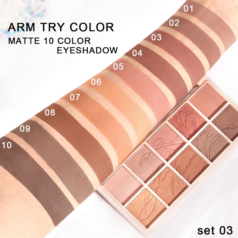 evpct 10 Colors Matte Nude Eye Shadow Palette Makeup for Older Women, Nude Brown Pink Cocoa Taupe Mauve Neutral Matte Cream Smokey Mini Eyeshadow Palette for Blue Green Eyes, Contour Makeup Palettes 6