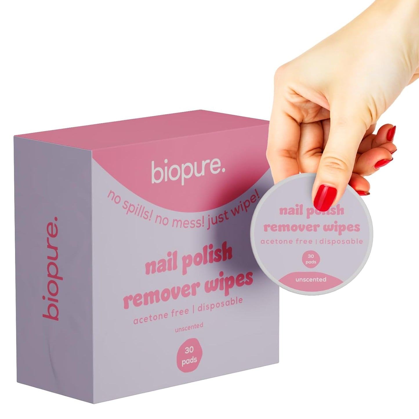 Biopure Nail Polish Remover Wipes Acetone-Free & Non-Toxic – Quick & Easy Nail Polish Removal, Travel-Friendly Disposable Pads w/Sealable Jar (720 Count, Unscented) Bulk Pack