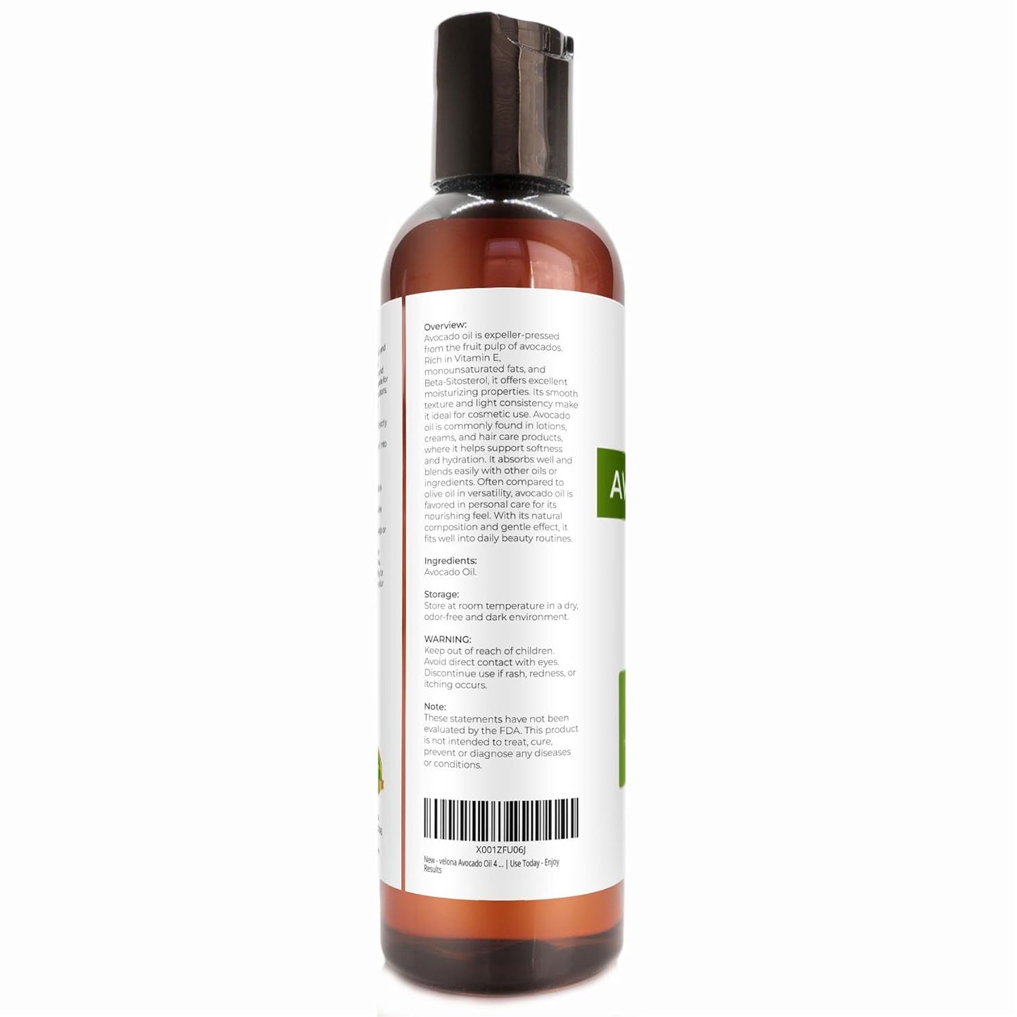 velona Avocado Oil 4 Fl Oz | 100% Pure and Natural Carrier Oil | Expeller-Pressed | Hair, Body and Skin Care | Use Today - Enjoy Results