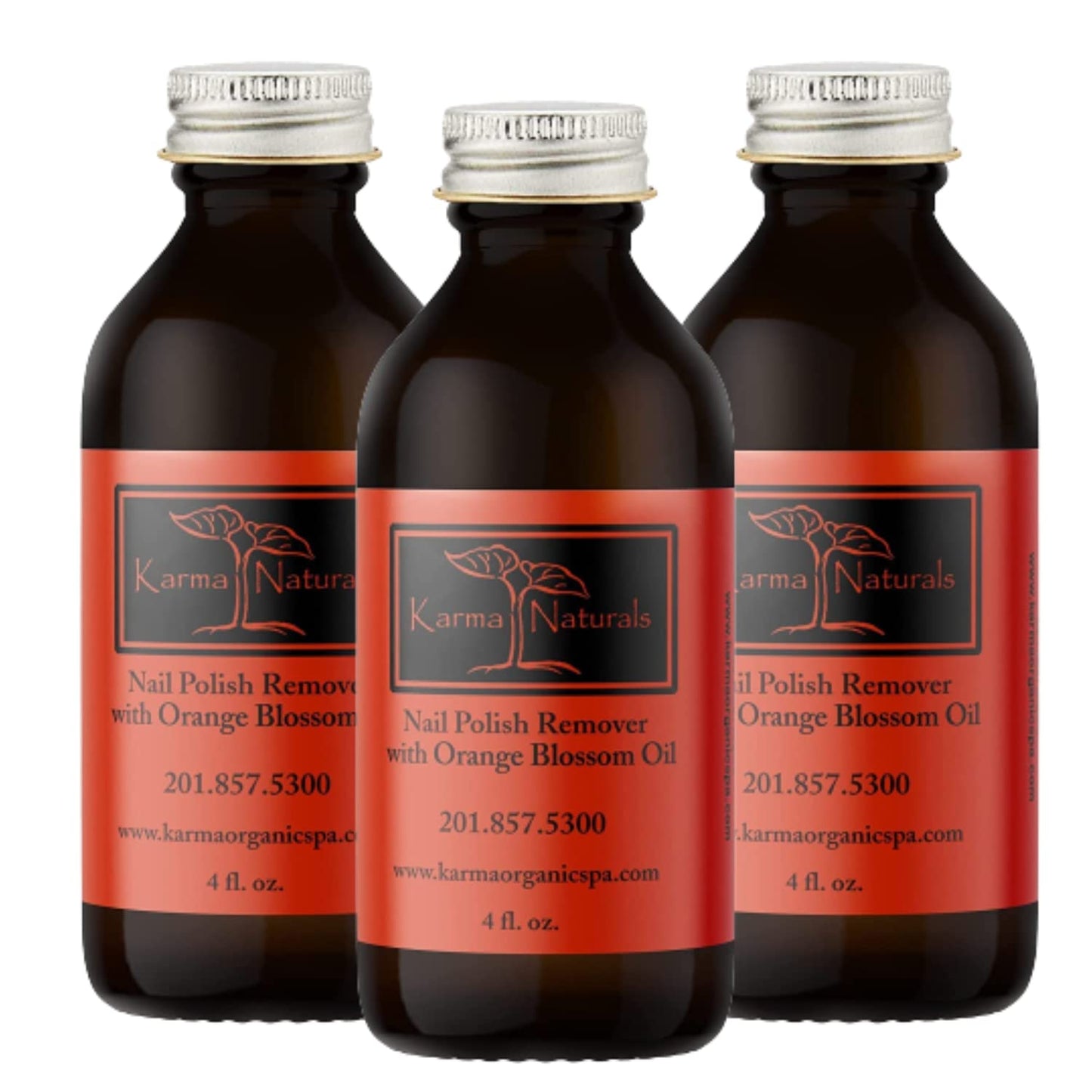 Karma Organic Nail Polish Remover with Soybean Oil and Orange Blossom Oil- Non Toxic, Vegan, Cruelty Free, Acetone Free – Nails Strengthener for Fingernails –12 fl. Oz. (3 Pack)