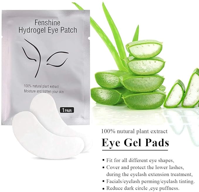 Fenshine 200 Pairs Eyelash Extension Eye Pads Lint Free Hydrogel Eye Patches Professional Under Eye Gel Pads for Lash Extensions Supplies