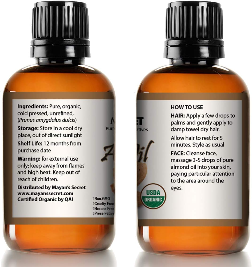 Pure Carrier and Essential Oils for Skin Care, Hair, Body Moisturizer for Face-Anti Aging Skin Care (Almond, 4oz)