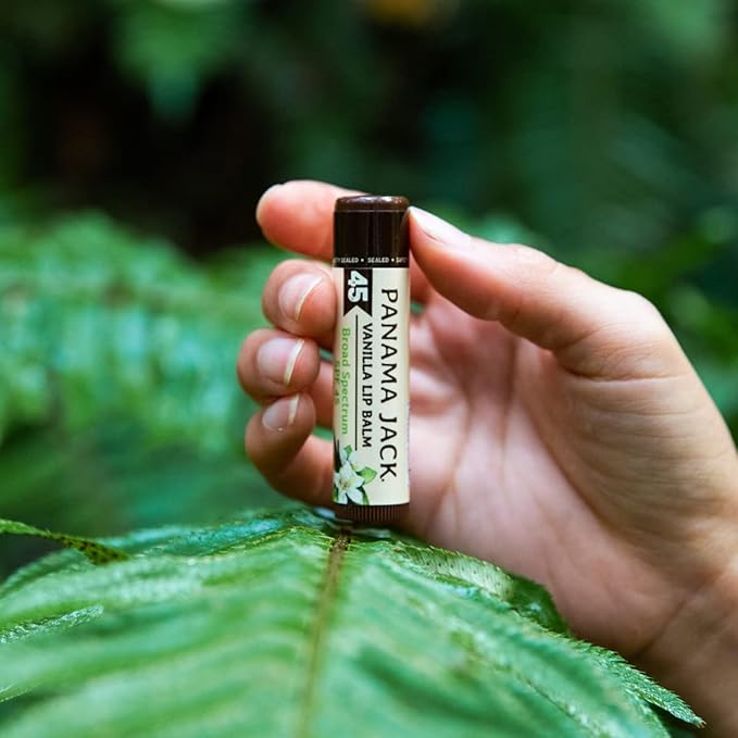 Panama Jack Sunscreen Lip Balm - SPF 45, Broad Spectrum UVA-UVB Sunscreen Protection, Prevents & Soothes Dry, Chapped Lips, Vanilla, 12-pack