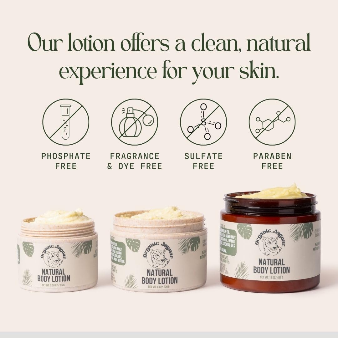 Natural Body Lotion, 8 oz, Moisturizer With Essential Oils, Vitamin E Oil, Beeswax, Extra Virgin Olive Oil, Raw Honey, Mango Butter, Sulfate & Paraben Free Body Care, Tropical Scent