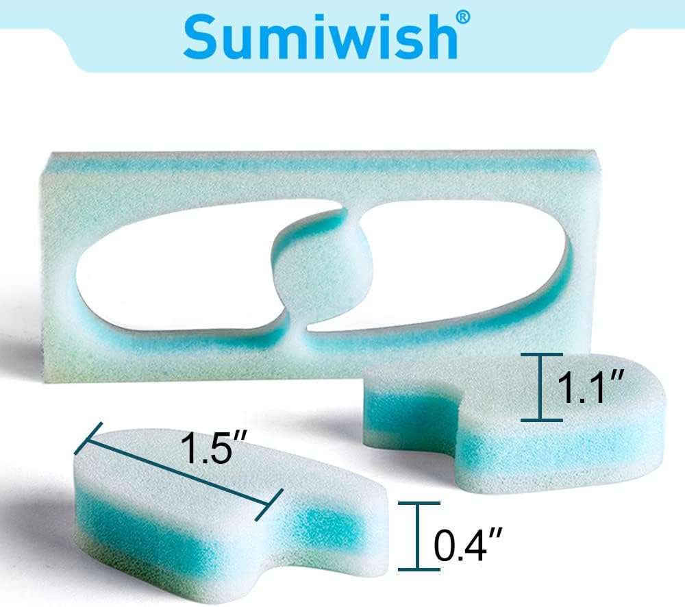 Sumiwish Foam Toe Separators, 10 Pack Breathable Toe Spacers, Reduce Friction and Relieve Corns Pain, Overlapping Toes Corrector - (Blue)