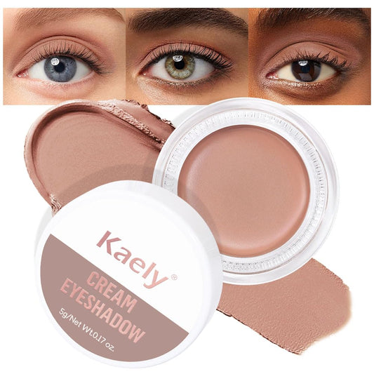 evpct Matte Nude Brown Single Cream Eye Shadow Palette Pot Makeup for Older Women, Highly Pigmented Monochrome Cream to Powder Eyeshadow Palette Matte Liquid eyeshadow, Natural Waterproof Blendable