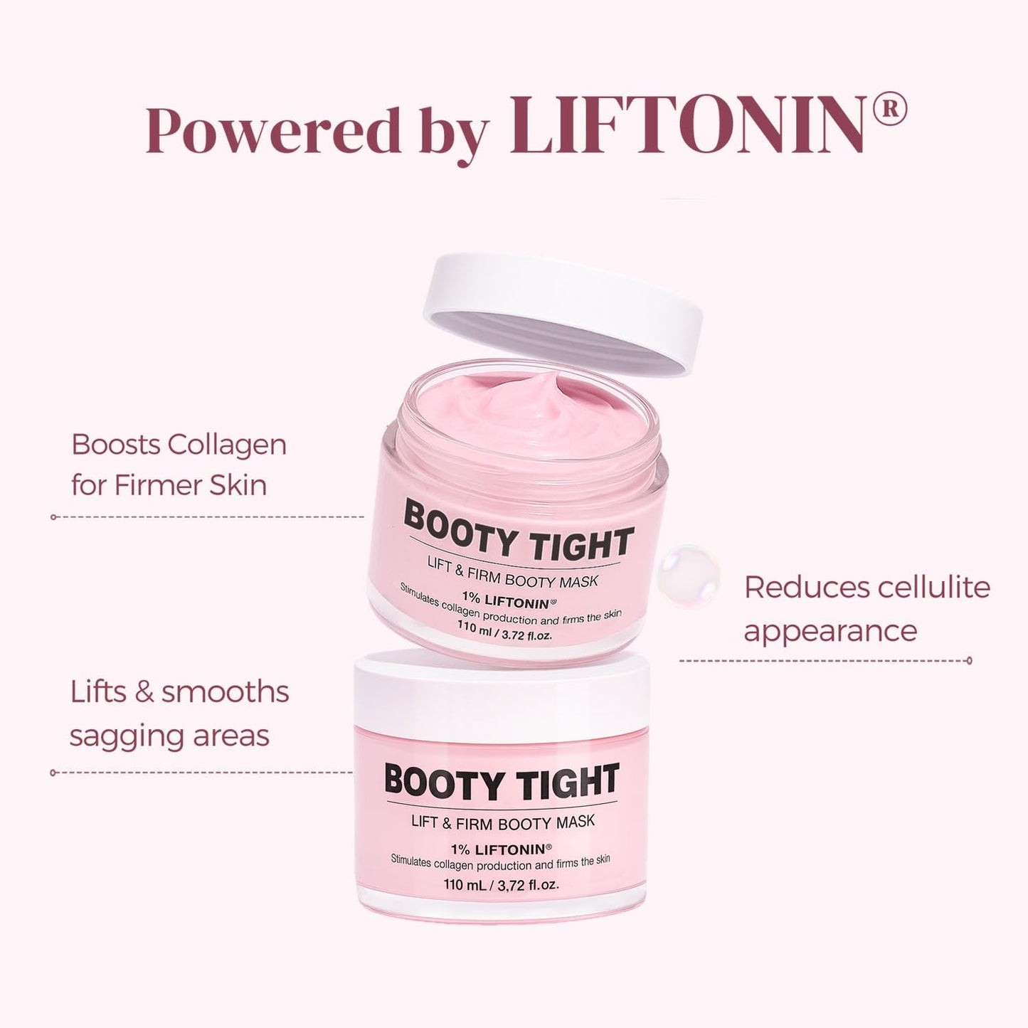 Butt Tight Lift and Firm Booty Cellulite Cream - Smooth & Sculpt Booty, Thighs, Belly & Arms | LIFTONIN® Skin Firming & Toning Bum Mask 3.72 fl oz