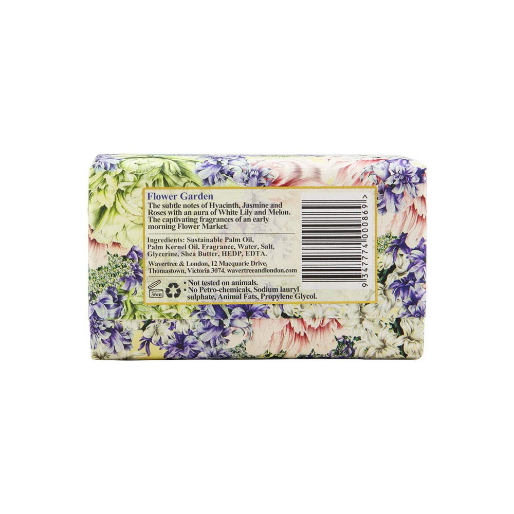 Wavetree & London Flower Market Scented Natural Soap Bar - 200g/7oz French Triple Milled Bar Soap