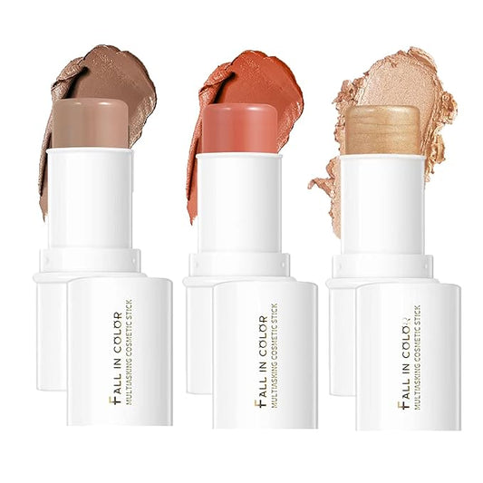 MEICOLY Makeup Sticks Kit, Contour Stick,Blush Stick, Highlight Stick,Facial Repair Bronzer Shading Stick, Cruelty Free Multi Stick Trio Cream Face Blush for Cheeks Lip Eye,02