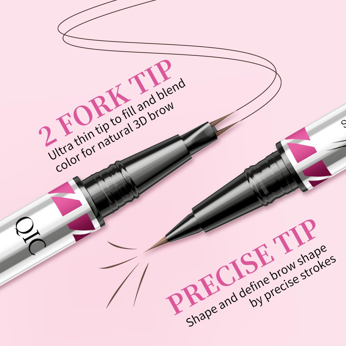 Eyebrow Pencils for Women, 2-in-1 Dual-Ended Microblading Eyebrow Pencil Waterproof with 2 Fork Tip and Spoolie Brush for Hair-Like Natural Brows Eyebrow pen, Non-Dry, Last All-Day (Black)