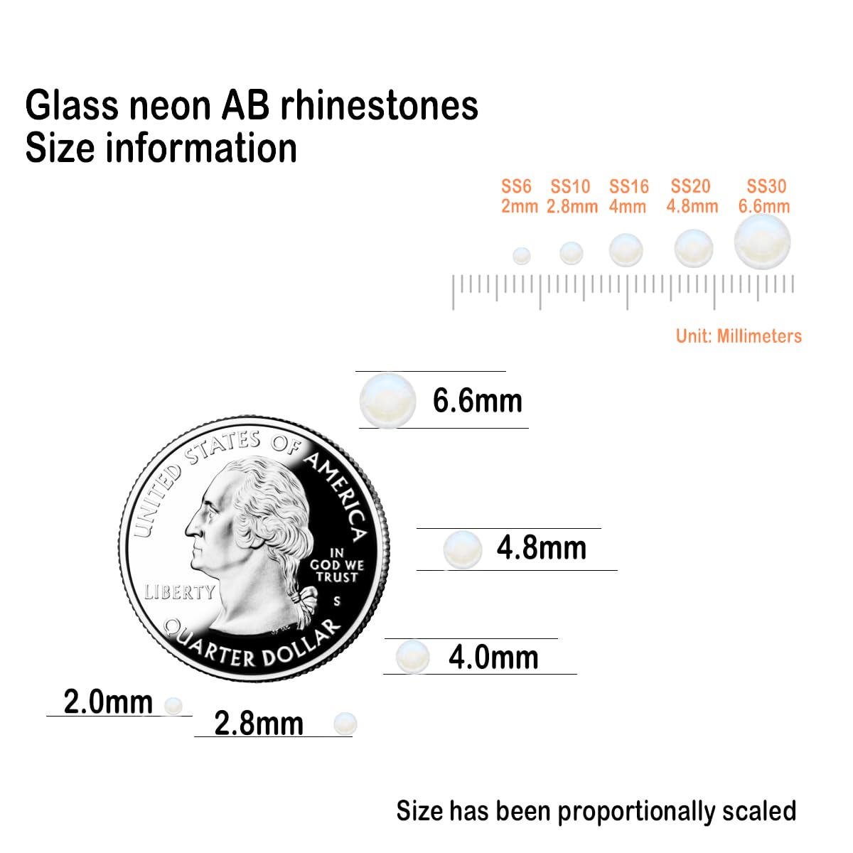 Flatback Glass Rhinestones,Bedazzler Gems 1440pcs Non Hotfix Crystal Rhinestones for Nail Charms Crafts Clothes Tumblers,White AB Neon,SS20