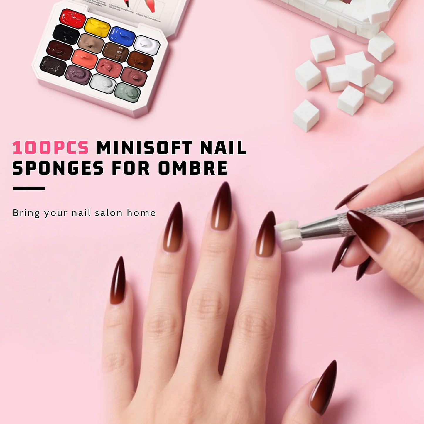 Sponge Pat Paint Nail Gel, Ombre Nails Gradient Gel Nail Blush Blooming Aura Nails Drawing Stripper Floral Painting DIY Nail Art, No Wipe, UV/LED Curing (16 Colors J)