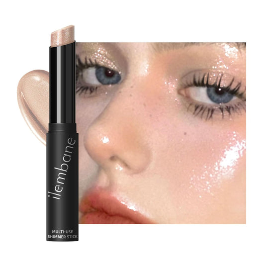 Shimmer Eyeshadow Stick Creamy Highlighter for Eyes, Lips Cheeks Long Lasting, Moisturizing, Multi Use High Pigment Glow for Day Night, Micro Pearls, Champagne Undertone Stardust Sparkle
