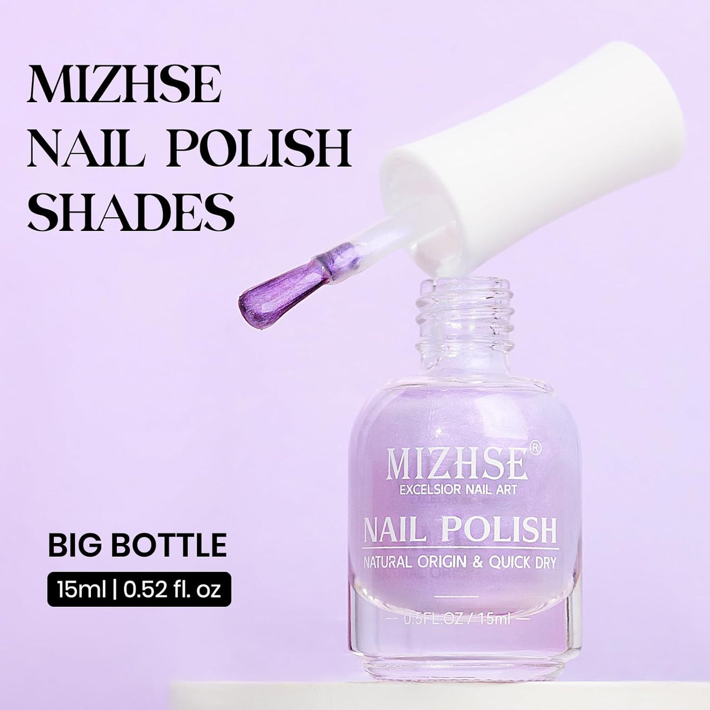 MIZHSE Quick Dry Mermaid Pearl Nail Polish, Purple Aurora Effect Nail Polish 15Ml, Fingernail and Toenail Polish Glossy Long Lasting Home DIY Nail Art Gift
