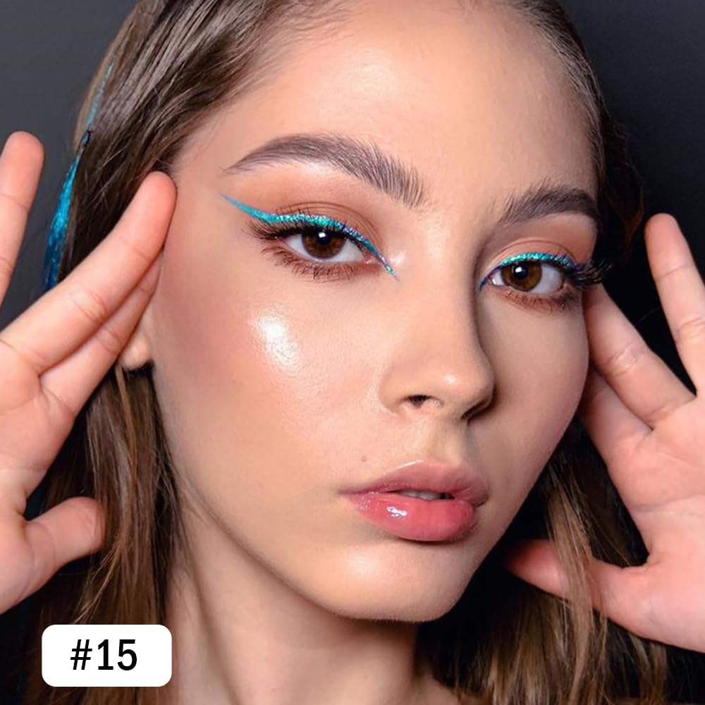 Kaely Gel Eyeliner Pencil for Women, Blue Green Eye Liner Waterproof Smudge Proof with Sharpener, Waterline Eye Makeup Liners, delineador de ojos contra el agua, Vegan & Cruelty-Free, 15