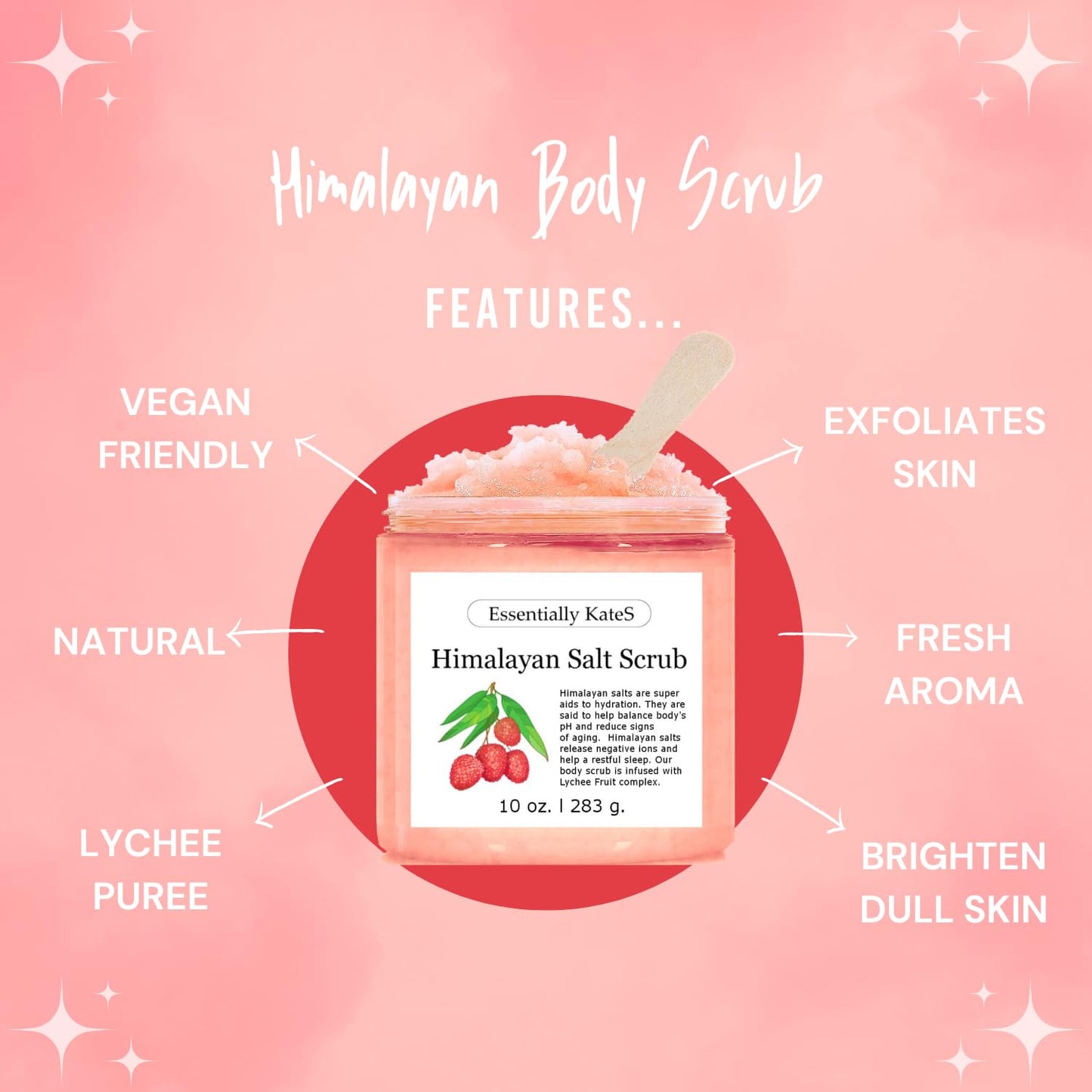 Himalayan Salt Scrub 10 oz - UNCOVER ULTIMATE SKIN HYDRATION and bestow glowing, healthier skin - The best stocking stuffer.