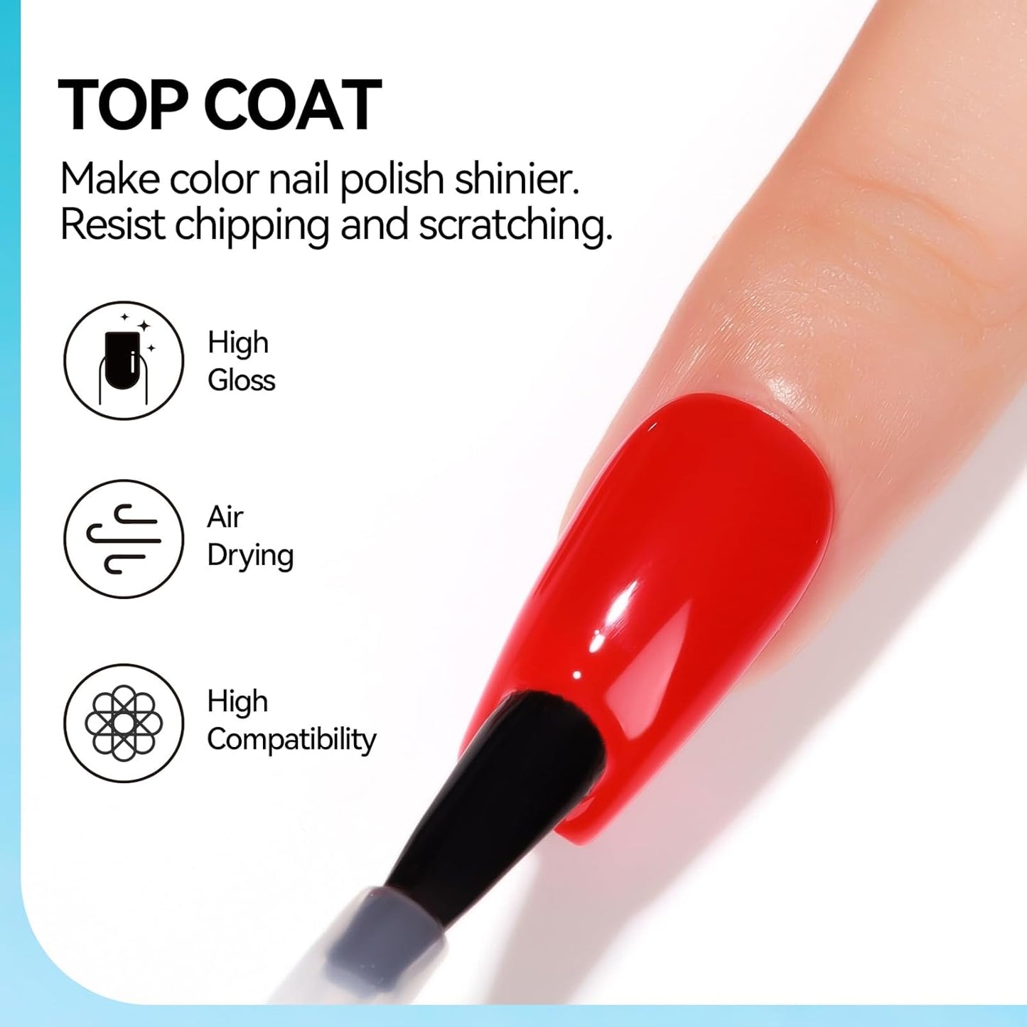 MIZHSE Base and Top Coat Nail Polish Quick Dry, 15 ml 0.5 fl oz Basic Nail Polish Non Gel Air Dry Fast, Protective High-Glossy Shiny Clear Long Lasting Nail Art Manicure at Home