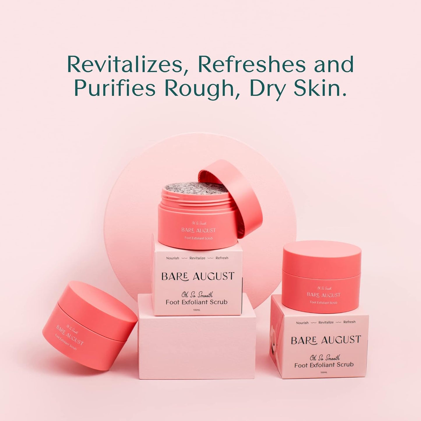 Bare August Foot Scrub - Pure & Natural Exfoliating Treatment - Soothes Skin, Softens Calluses, Eases Dry Cracks, Removes Dead Skin For Soft, Smooth Feet - Pedicure Care For Women & Men - 3.4 fl oz