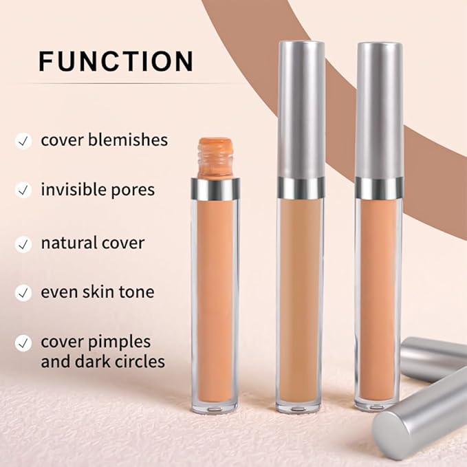 Kaely 2Pcs Hydrating Concealer Wand,Full Coverage Liquid under Eye Concealer,Long Lasting Waterproof Primer Makeup for Dark Circles and Puffiness Trouble Spots Redness,Eye Ring corrector de ojeras 05