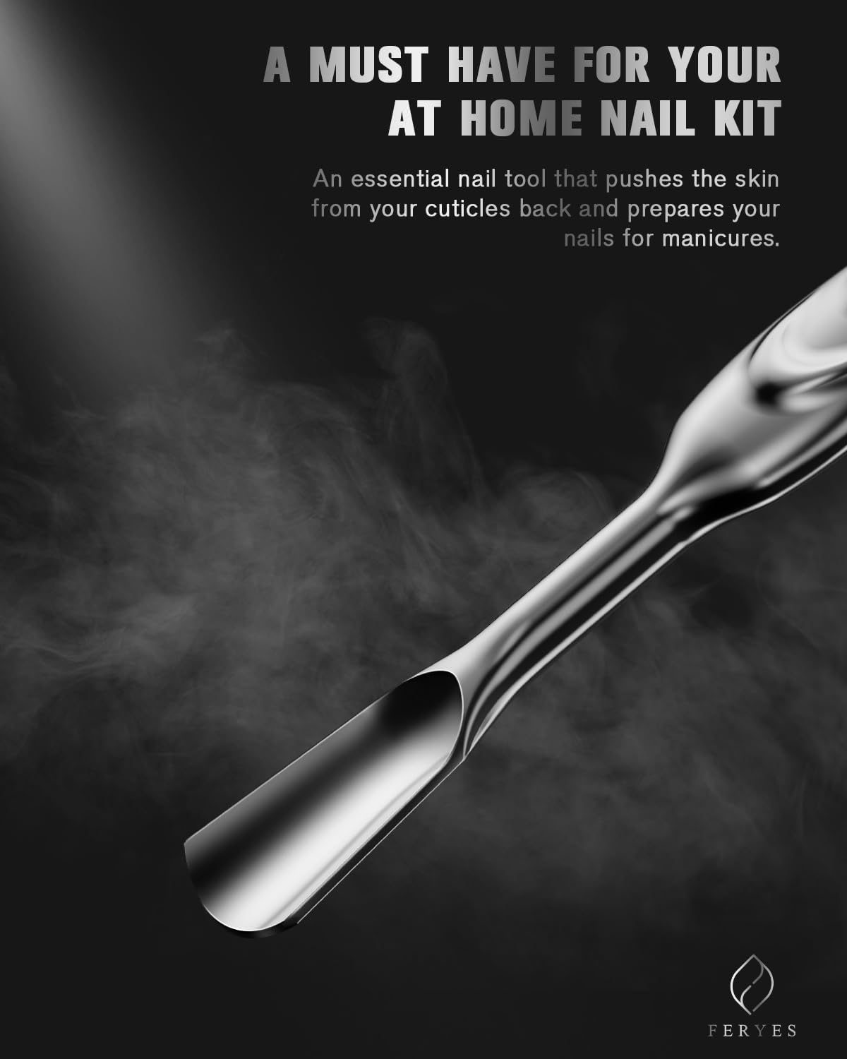 FERYES Elegant Precision Cuticle Pusher & Nail Cleaner - Dual-Ended Cuticle Stick Stainless Steel Cuticle Tool for Flawless Nail Care