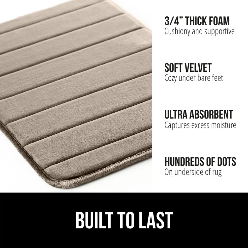 GORILLA GRIP Memory Foam Bath Mat, Soft Absorbent US Designed Bathroom Rug, Gripping Dots Machine Washable Bathmat, Cushioned Floor Mats, Shower Sink Rugs Room Décor Accessories, 24x17 Taupe