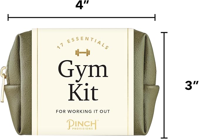 Pinch Provisions Gym Kit, includes 15 Personal Care Essentials for Wellness & Beauty, Perfect for Gifts, Gym Bags, Duffle Bags & Lockers (Olive)