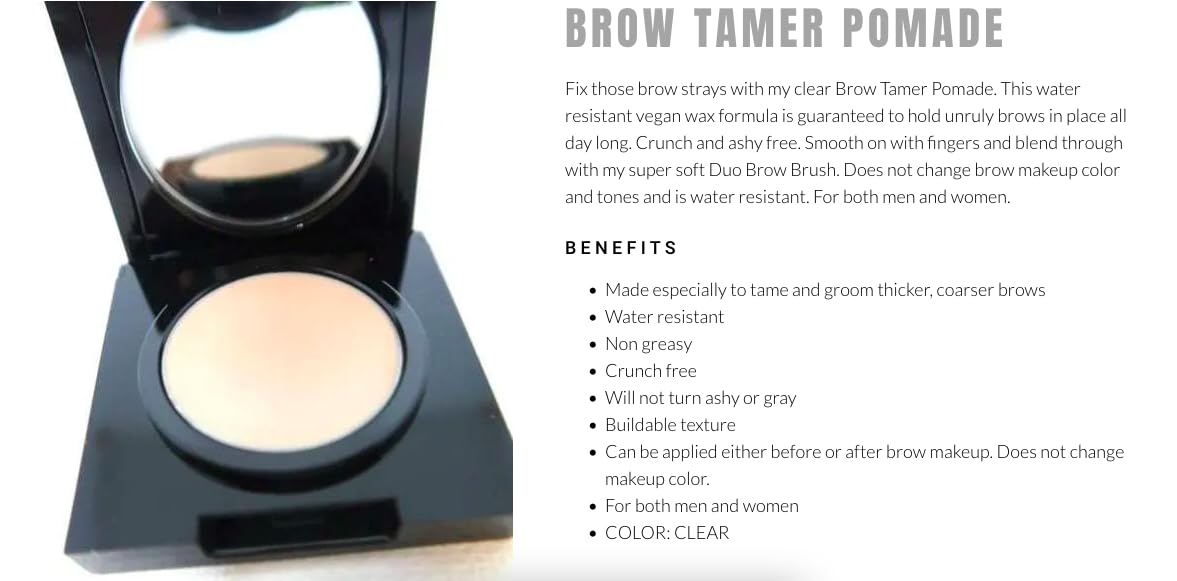 elke BROW TAMER POMADE CLEAR transparent water resistant vegan formula brow wax