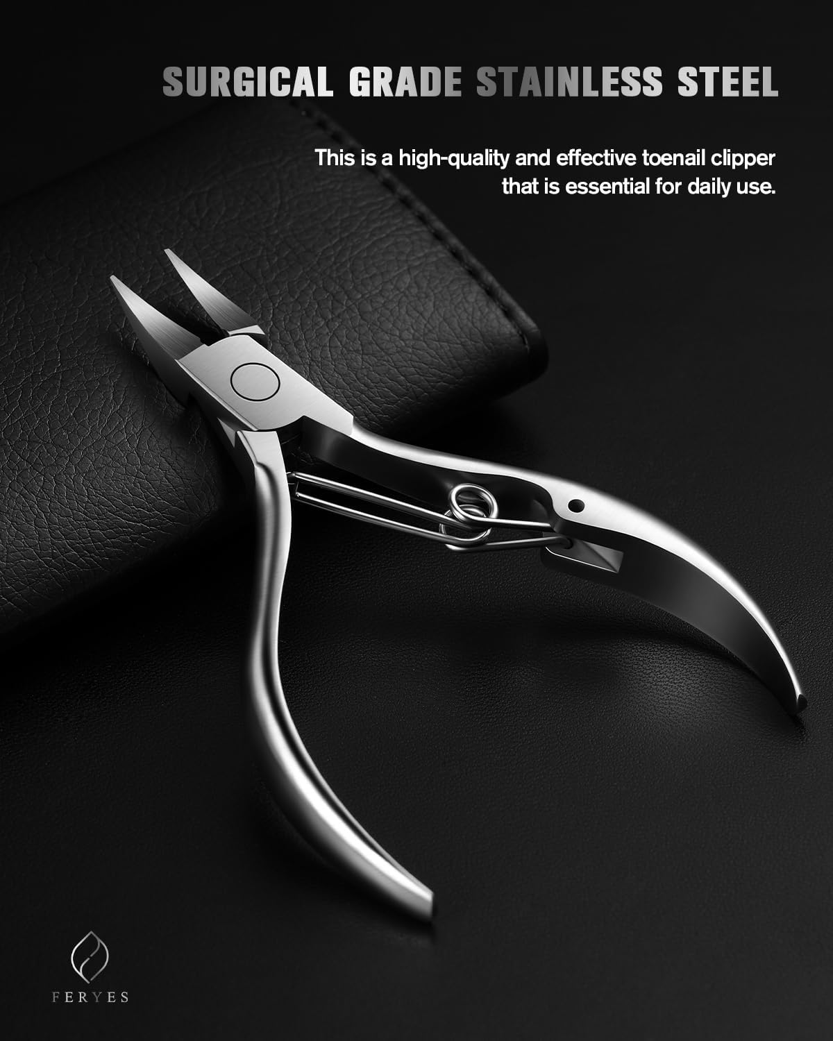 FERYES Toe Nail Clippers for Thick & Ingrown Toenails - Stainless Steel Thick Toenail Clippers for Seniors, Precision Grip Fingernail Clippers for Effortless Trimming - Silver