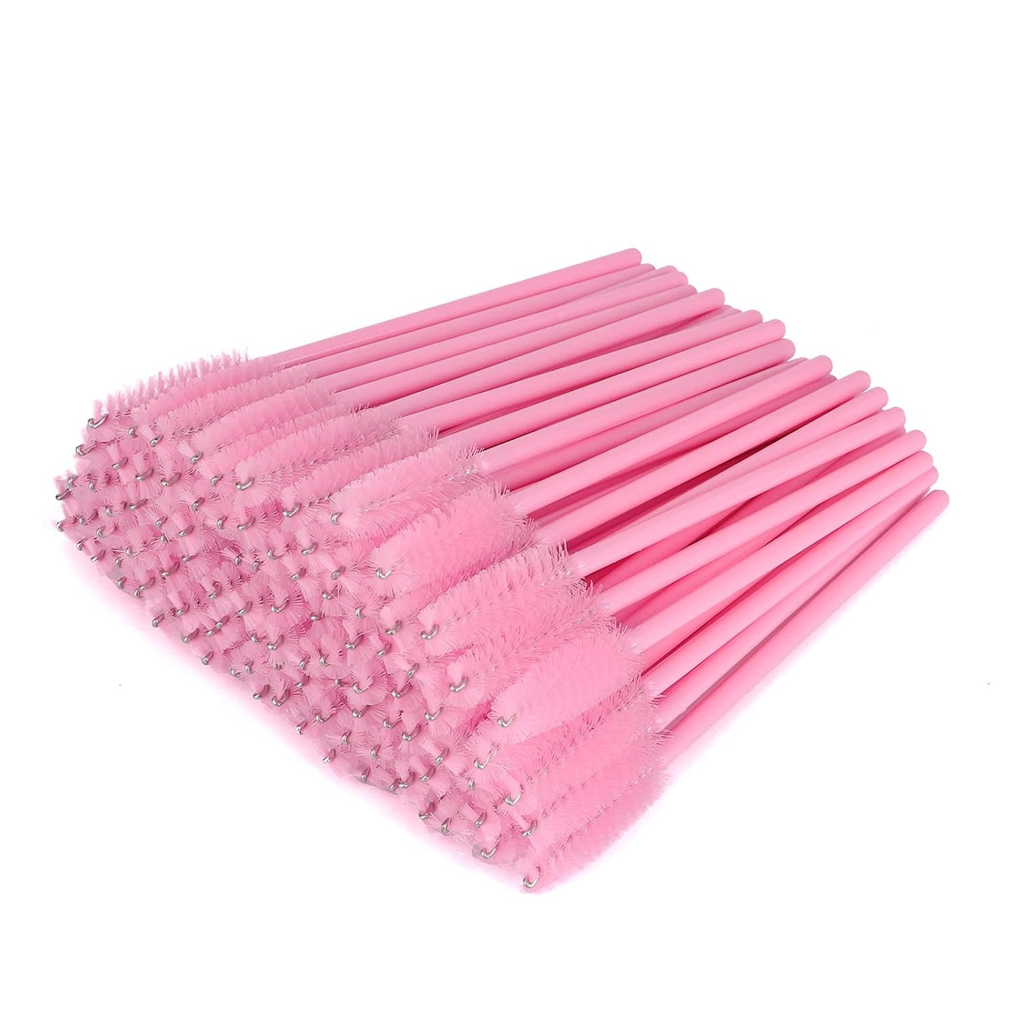 G2PLUS 100PCS Disposable Eyelash Brushes, Adjustable Mascara Wands Makeup Applicator, Lash Spoolies Brushes for Eyelash Extensions and Eyebrows (Baby Pink)