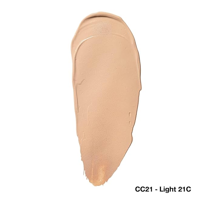 Palladio Full-Coverage Color Correction CC Cream, Oil-Free with Peptides & Vitamin C, Best for Correcting Redness and Uneven Skin Tone, Buildable Foundation Coverage (Light 21C)