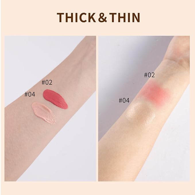 Liquid Highlighter, Liquid Blush with Face Brush Long Lasting Smooth Lightweight Smudge Proof Blush+ Highlighter